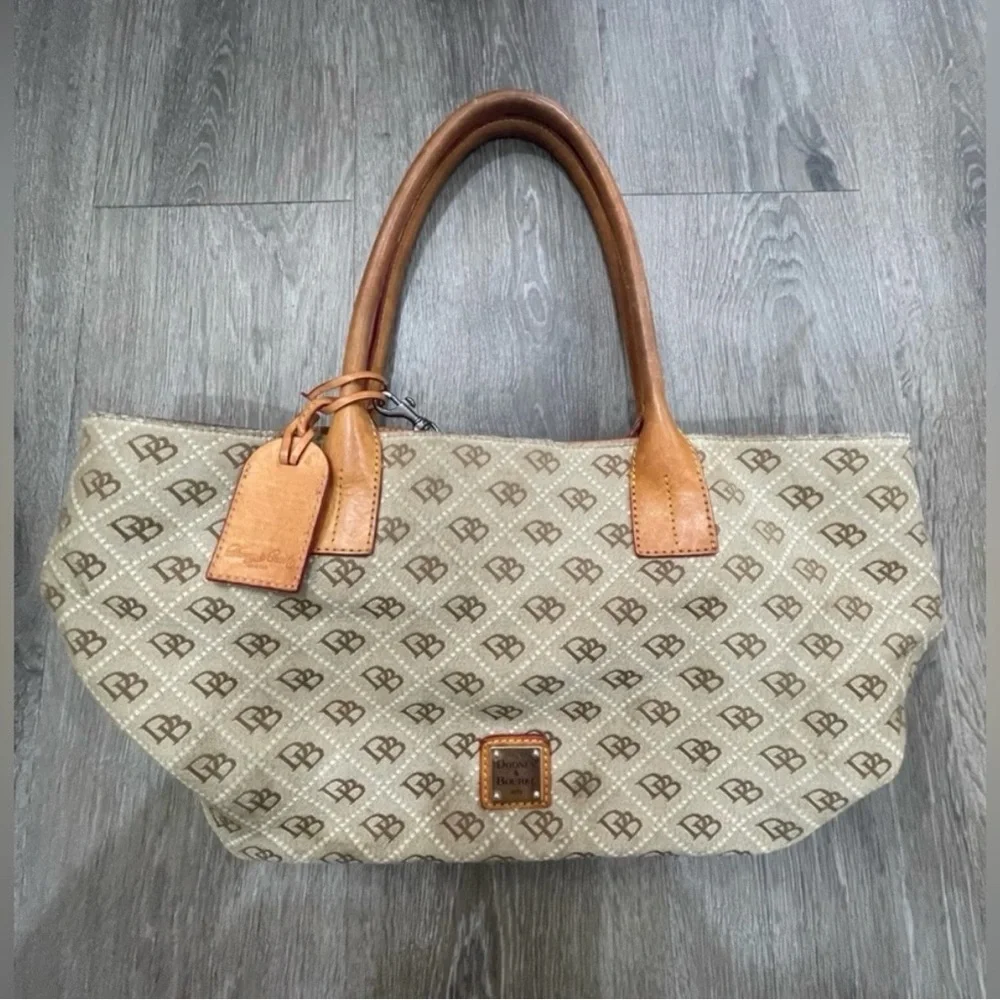 Dooney & Bourke Vintage Tan and Orange Tote Bag - Picture 5 of 15